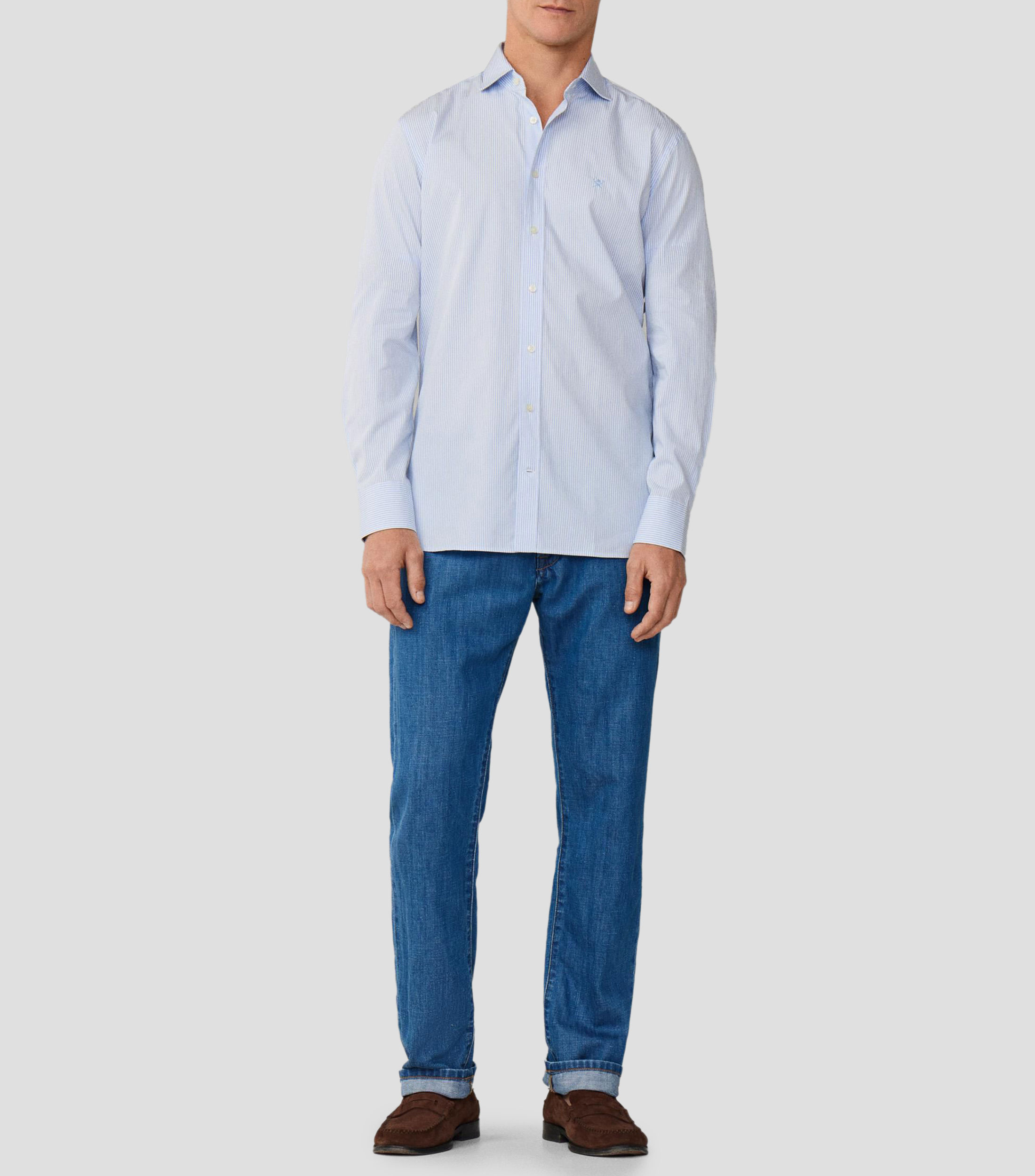 Camisa de rayas con manga larga Hombre